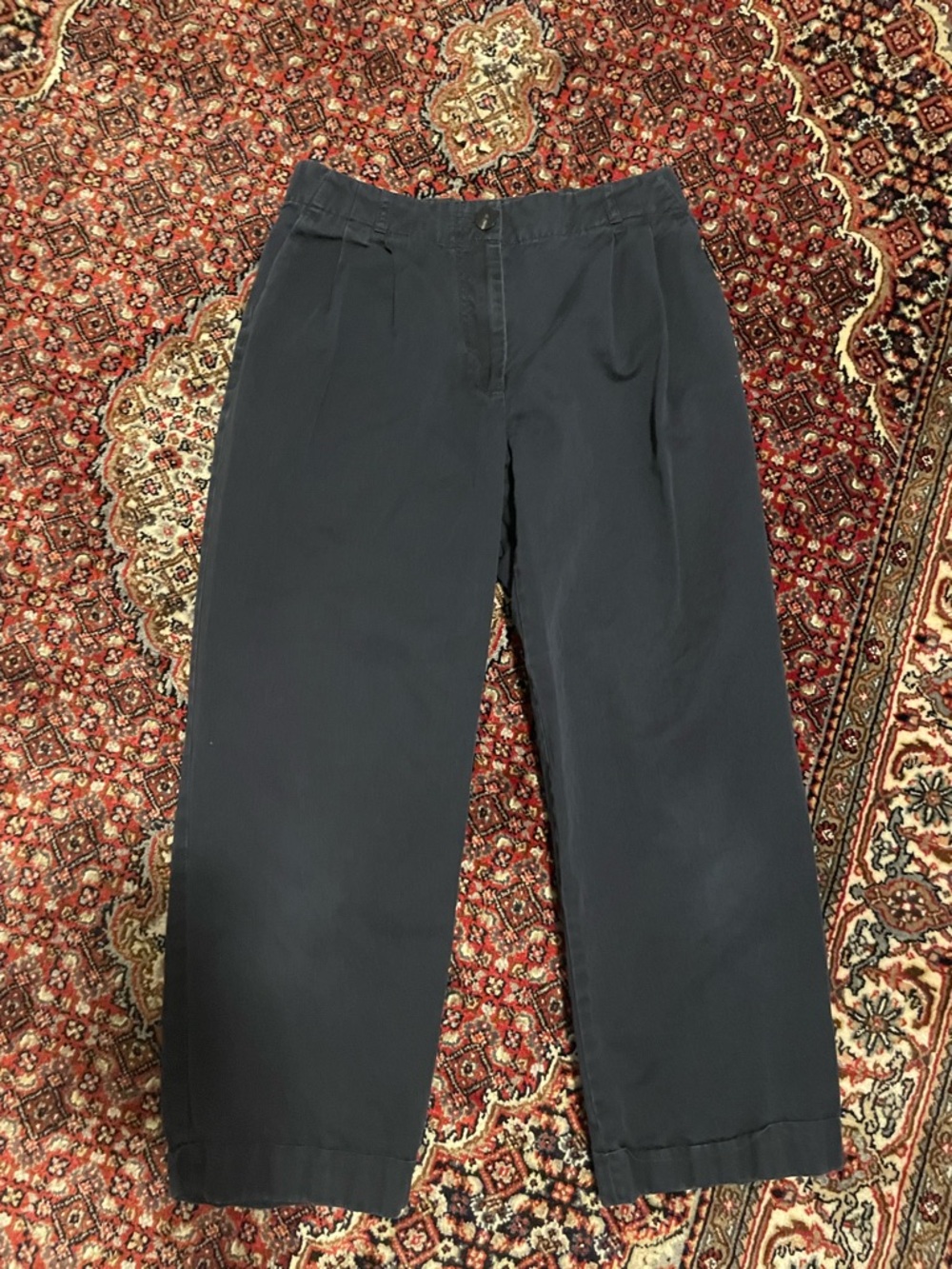 Navy Cotton/Linen Chinos